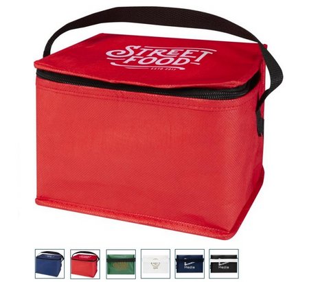 Rote Spectrum Kühltasche aus recyceltem GRS Non Woven für 6 Dosen 4 L mit Logo