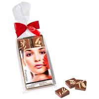 8 MINI-GOURMETSCHOKOLADEN IM GOLDBLISTER mit Logo