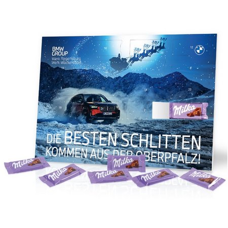 Tisch-Adventskalender Organic mit Milka Schokolade mit eigenem Logo