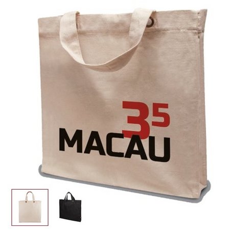 Macau Baumwolltasche 40 x 40 x 7 cm mit kurzen Henkeln mit Logo