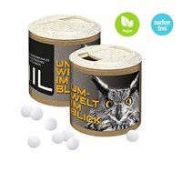 Papier-Werbedose zuckerfrei Stevia Pfefferminzpastillen mit Logo