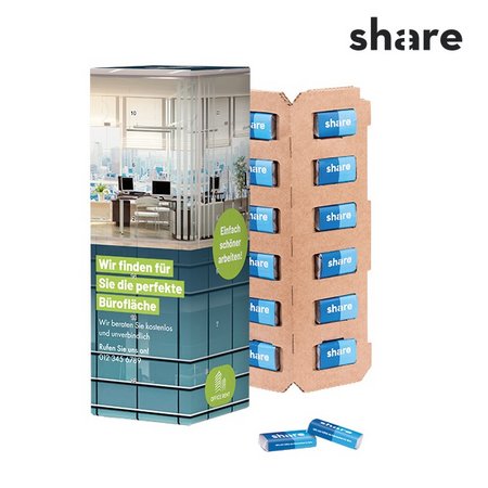 Eco High Tower Adventskalender share Schokotäfelchen mit Logo