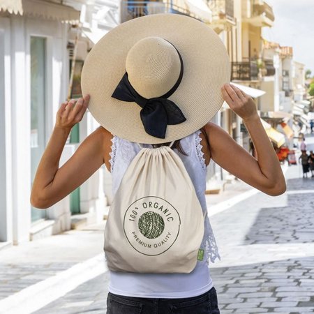 Baumwollrucksack MONTREAL 40 x 50 cm Bio mit Kordelzug mit eigenem Logo