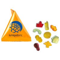 Fruchtgummi Standardformen 10g im Mini Tetraeder mit Logo