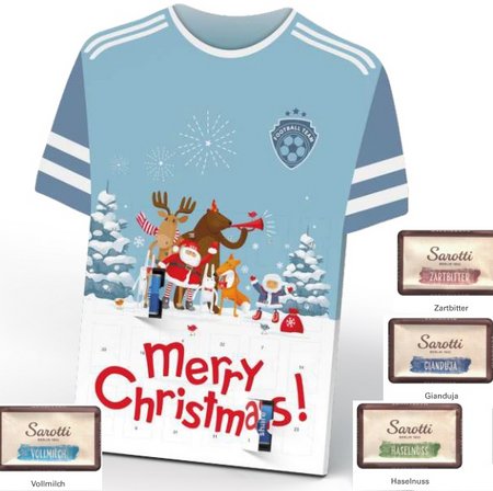 Täfelchen Adventskalender Trikot Sarotti mit Logo