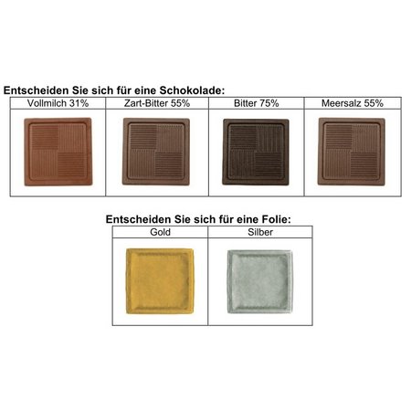 Varianten Schokoladen-Täfelchen mit Werbung