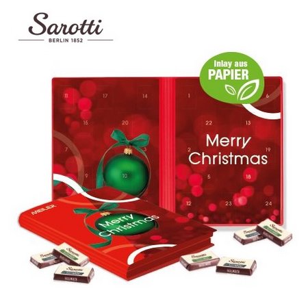 Adventskalender Weihnachtsbuch Sarotti Organic mit Logo