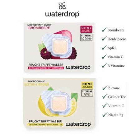 Geschmacksrichtungen Werbekarte waterdrop mit Logo