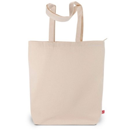 Tasche mit Reißverschluss OTTAWA 38 x 42 x 10 cm Canvas-, Bodenfalte und langen Henkeln mit Werbung