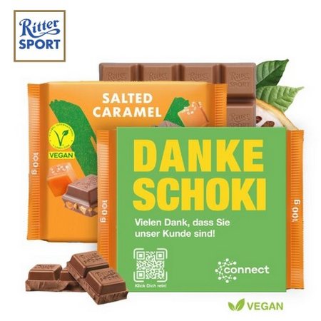 Ritter SPORT Vegan mit Werbebanderole mit Logo