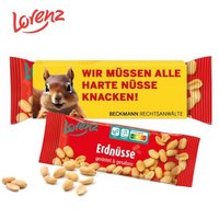 Lorenz Erdnüsse im Werbeschuber mit Logo