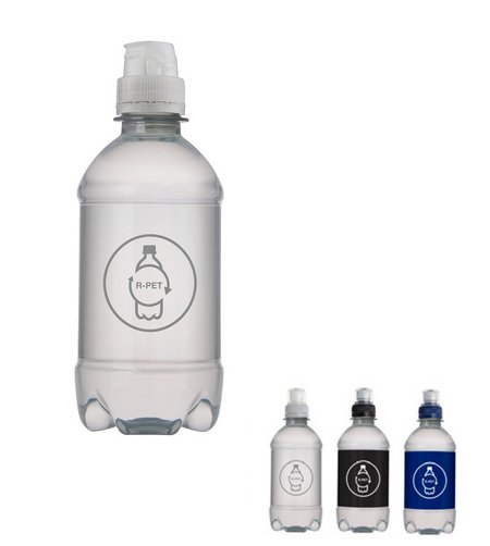 Quellwasser still mit Sportverschluss 330 ml transparent bedruckt mit Logo