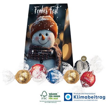 Werbetasche mit süßer Füllung Lindt Londor Pralinés mit eigener Werbung