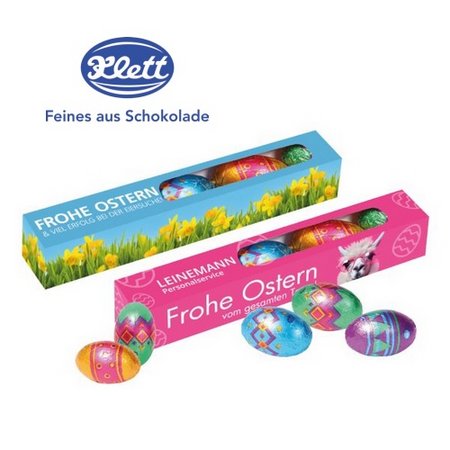 Eier Parade mit Klett Schokolade mit Logo