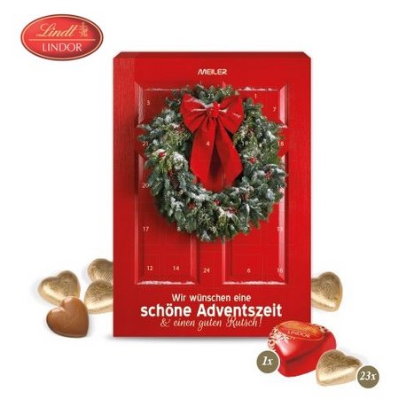 Adventskalender Lindt Schokoladen-Herzen mit eigenem Logo