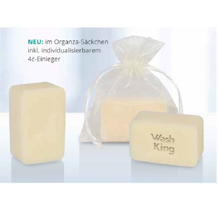 Schafmilchseife mit Organza-Säckchen bedruckt mit Logo