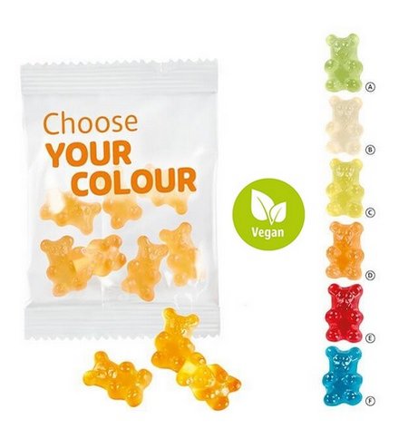 VEGANE 1-farbige Premium-Bärchen 15g mit Logo