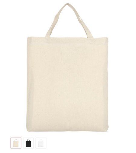 Baumwolltasche Classic mit Bodenfalte 38x42 cm mit kurzen Henkeln bedruckt mit Logo