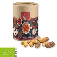 Bio Zimt-Mandel Vanille-Cashew Mix ca. 80g Biologisch abbaubare Eco Pappdose mit Logo