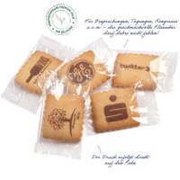 Vanille-Butterkeks einzeln in Klarsichtfolie verpackt mit Logo