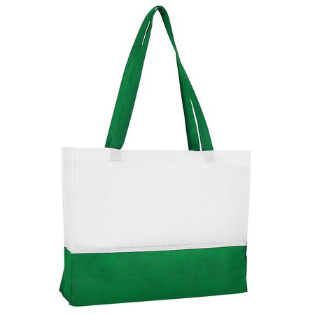 City-Bag ca. 38x29x10 cm weiß-grün mit Logo