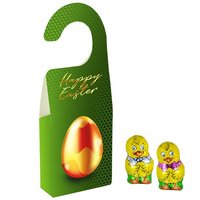 Schoko-Figur Küken 36g (6 Stück) mit Türhänger bedruckt mit Logo