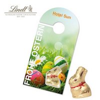Schokokarte Türanhänger mit Lindt Goldhase mit Logo