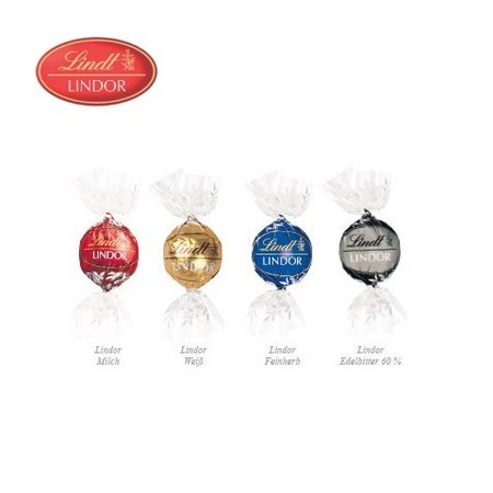 Füllvarianten 3D Präsent Transporter Lindt Lindor Pralinés mit Logo