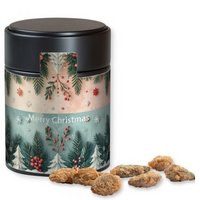 Feuergebrannte Mandeln ohne Zuckerzusatz (vegan), ca. 100g, Metalldose Midi schwarz mit Logo