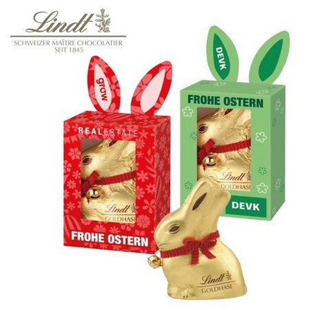 Lindt Goldhase in Werbekartonage 50g mit Logo