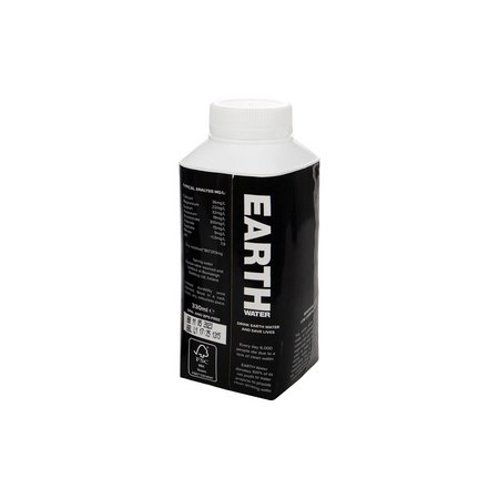 Schwarze Papp-Wasserflasche Earth Water 330ml als Werbegeschenk