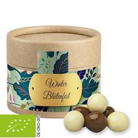 Bio Knusperkugeln-Mix ca. 25g Biologisch abbaubare Eco Pappdose Mini mit Logo