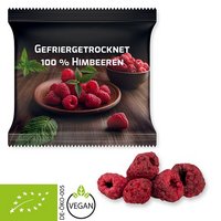 Bio gefriergetrocknete Himbeeren 15g mit Logo