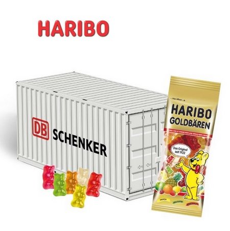 3D Präsent Container mit Haribo Goldbären mit Logo