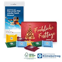 Ritter SPORT Schokotäfelchen in Präsentbox mit Werbung