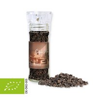 Bio Kakao Nibs 40g transparente Gewürzmühle mit Logo