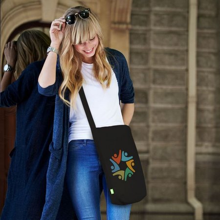 Bio-Baumwolltasche KOBLENZ 38 x 42 x 10 cm  mit einem langen Umhängegurt mit Werbung