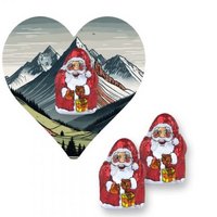 Mini Schoko-Weihnachtsmänner ca. 7g Flyer Mini Herzform mit Logo