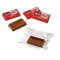 Schoko-Täfelchen S Einschlag aus weißem Papier mit Logo