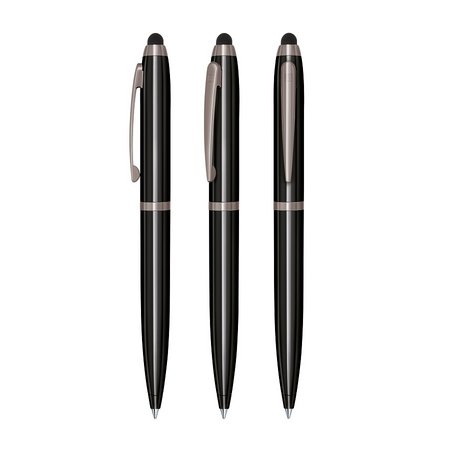 Senator Kugelschreiber Nautic Black mit Touch Pad Funktion bedruckt mit Logo