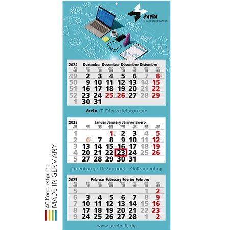 3-Monatskalender Maxi Light 3 Bestseller mit Logo