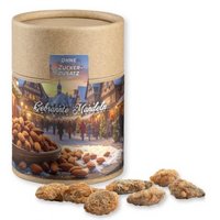 Feuergebrannte Mandeln ohne Zuckerzusatz (vegan), ca. 80g, Kraftpapierdose Midi mit Logo
