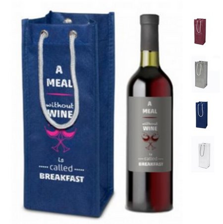 PP-Flaschentasche Florenz 10 x 30 x 10 cm mit Tragekordel und Logo