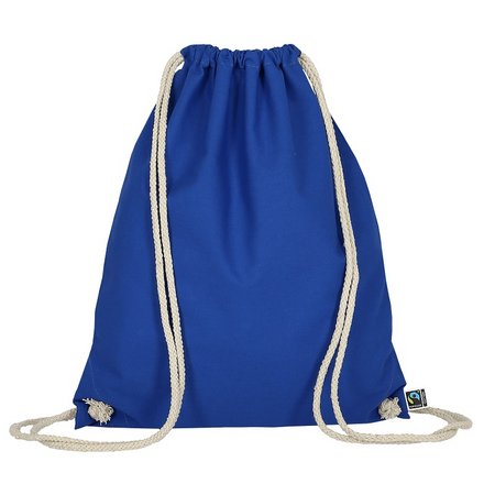 Turnbeutel 38 x 46 cm aus Fairtrade-zertifizierter Baumwolle royalblau als Werbegeschenk