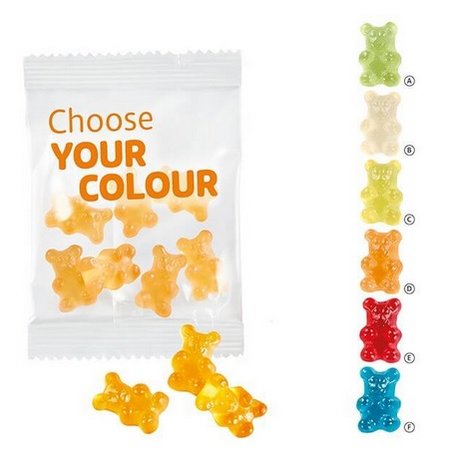 Fruchtgummi Premium Bärchen VEGAN, 10g sortenrein mit Logo