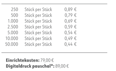 Preisliste Süße Kaubonbons in LogoRolle mit Logo