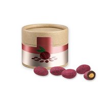 Zartbitter-Himbeer Mandeln 40g Biologisch abbaubare Eco Pappdose Mini mit Logo