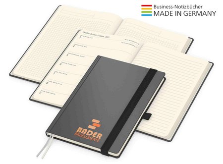 Buchkalender Vision-Hybrid Siebdruck-Digital creme A5 mit Logo