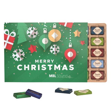 Premium Tisch Adventskalender Sarotti Eco Papierblister bedruckt mit Logo