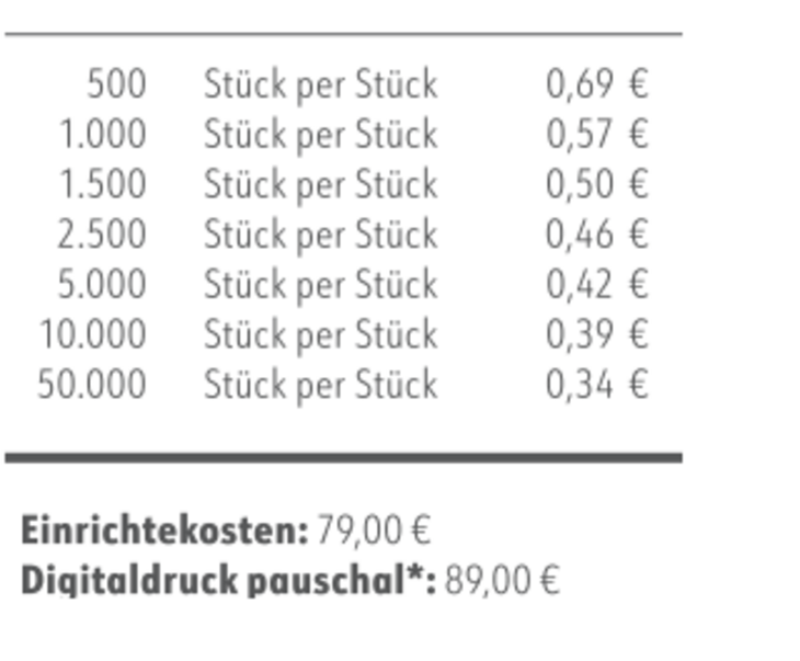 Preisliste LogoBox "Mini-Schokolinsen" mit Logo 